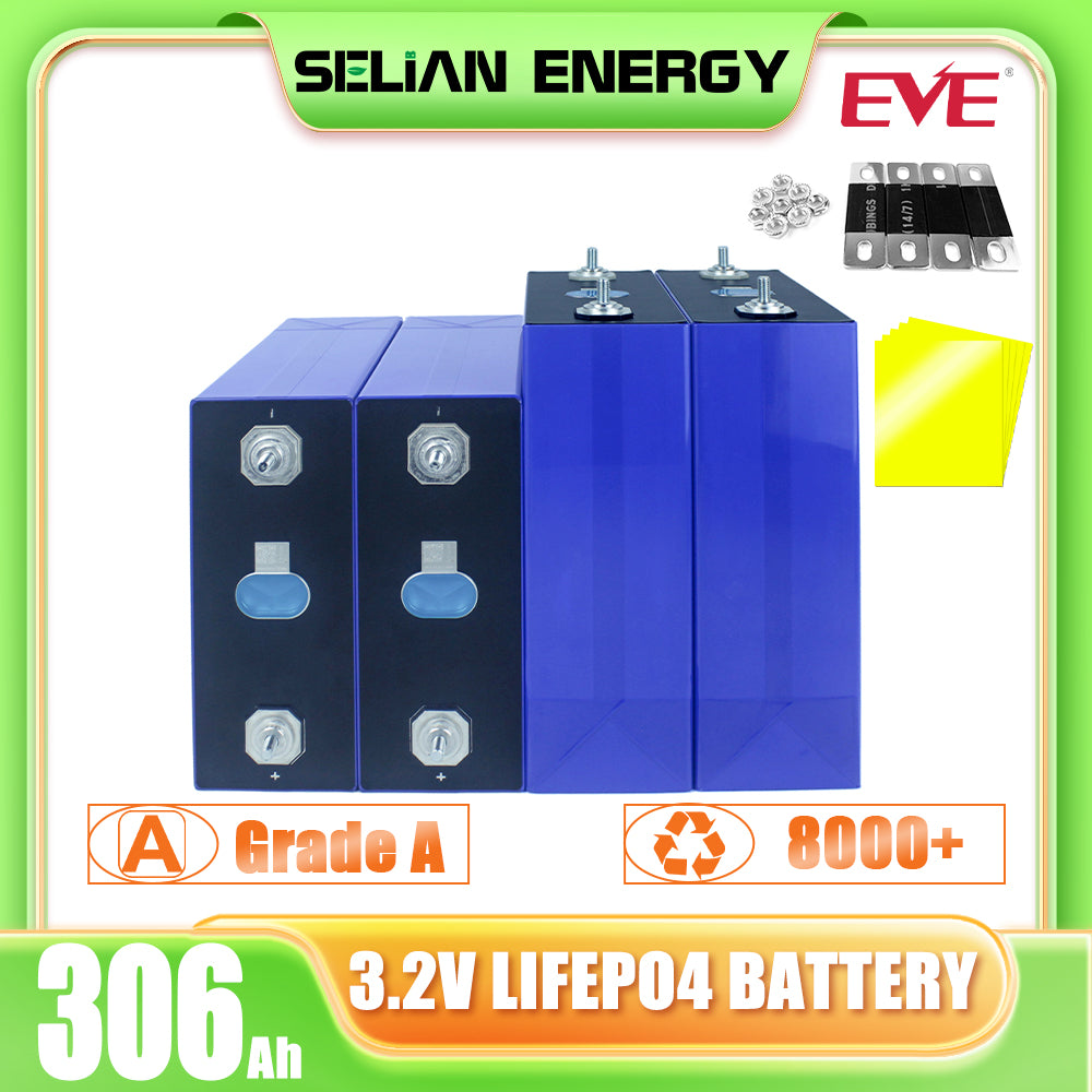 EVE MB30 306Ah LiFePO4 Cell 3.2V LF306 Grade A Rechargeable Prismatic Battery For RV,EV,Solar