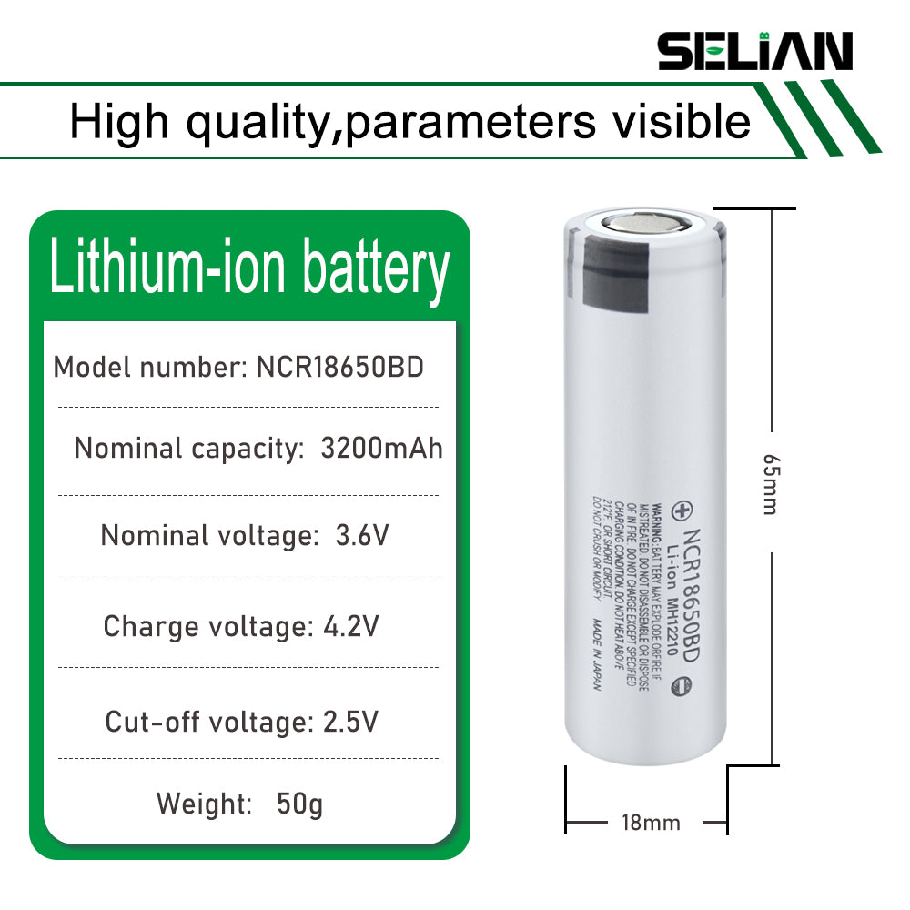 Panasonic NCR18650BD 3.6V 3200mAh lithium ion battery