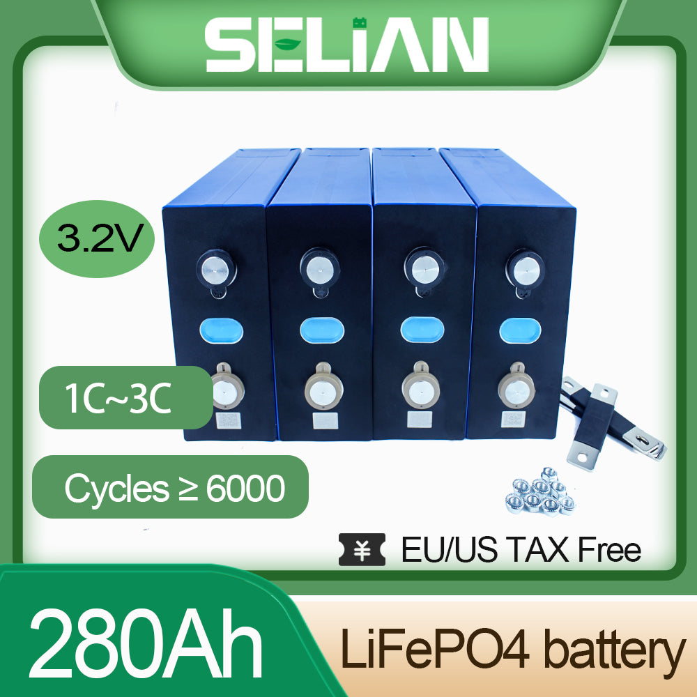 HIGEE 3.2V 280Ah Lifepo4 Rechargeable Battery Cell 6000+Cycle Life For DIY 12V 24V 48V Battery Pack Solar Energy Storage symstem