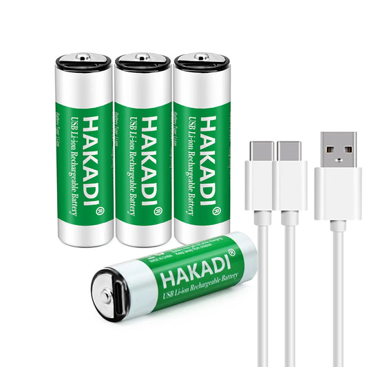AA NiMH Battery 1.5V 2500mWh Rechargeable Cell with 2 in 1 USB Charging Cable for toy KTV Household Electronic Device