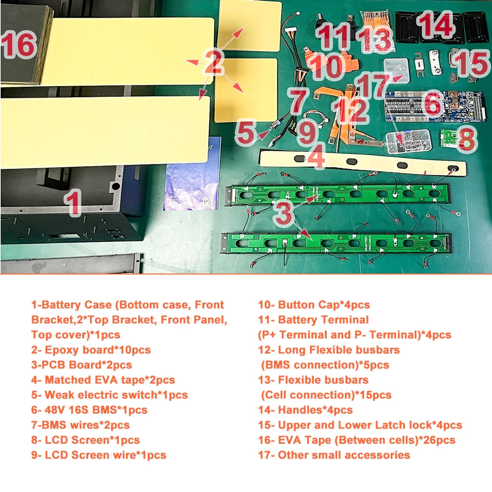 51.2V 16S 230A LiFePo4 Battery Box Kit With BT BMS For Home Solar Energy Storage