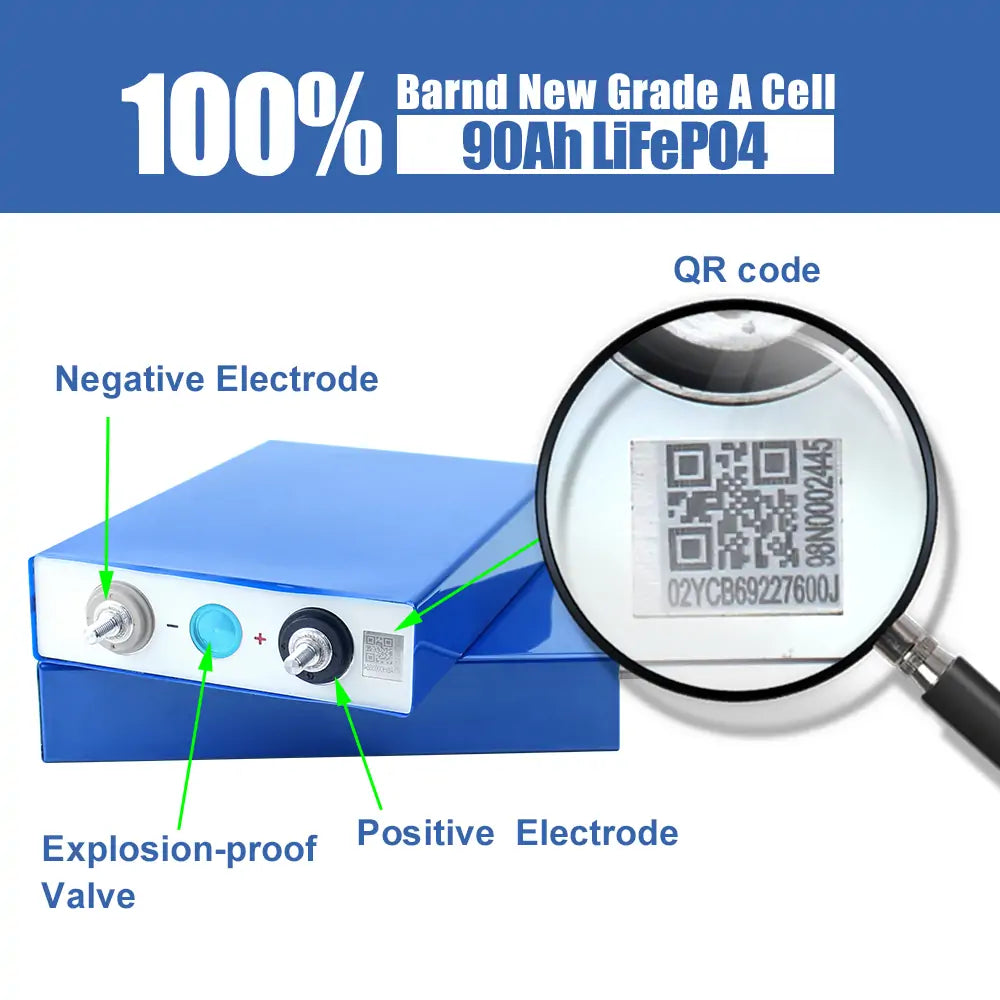 EVE 3.2V LF90K 90Ah 4PCS Lifepo4 Battery Cells 6000+Cycle life Rechargeable For DIY Solar Energy Storage Battery Pack for partable power station boat