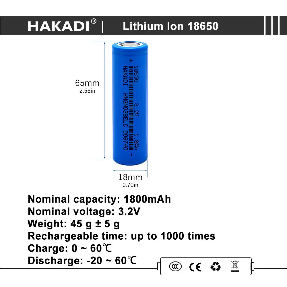 Selian Energy 18650 3.2V 1800mah 5C lifepo4 battery