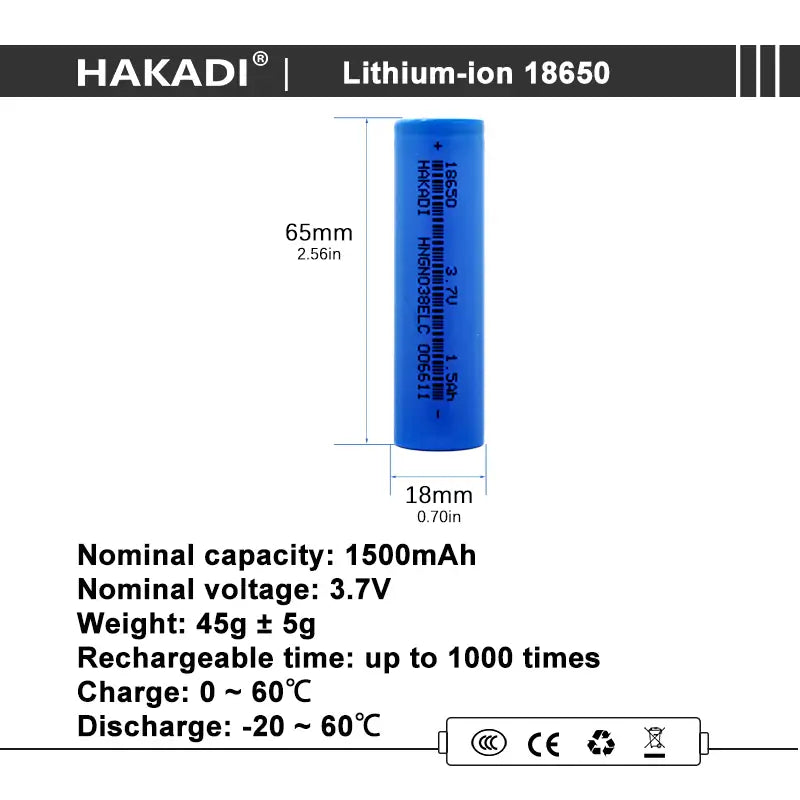 Selian energy 18650 3.7V 1500mAh 15C lithium ion battery