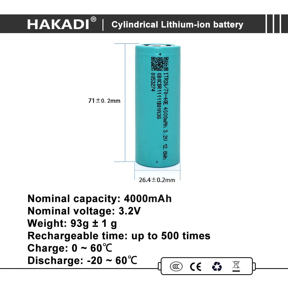 Selian Energy 26700 3.2V 4000mAh lifepo4 Battery 3C-5C