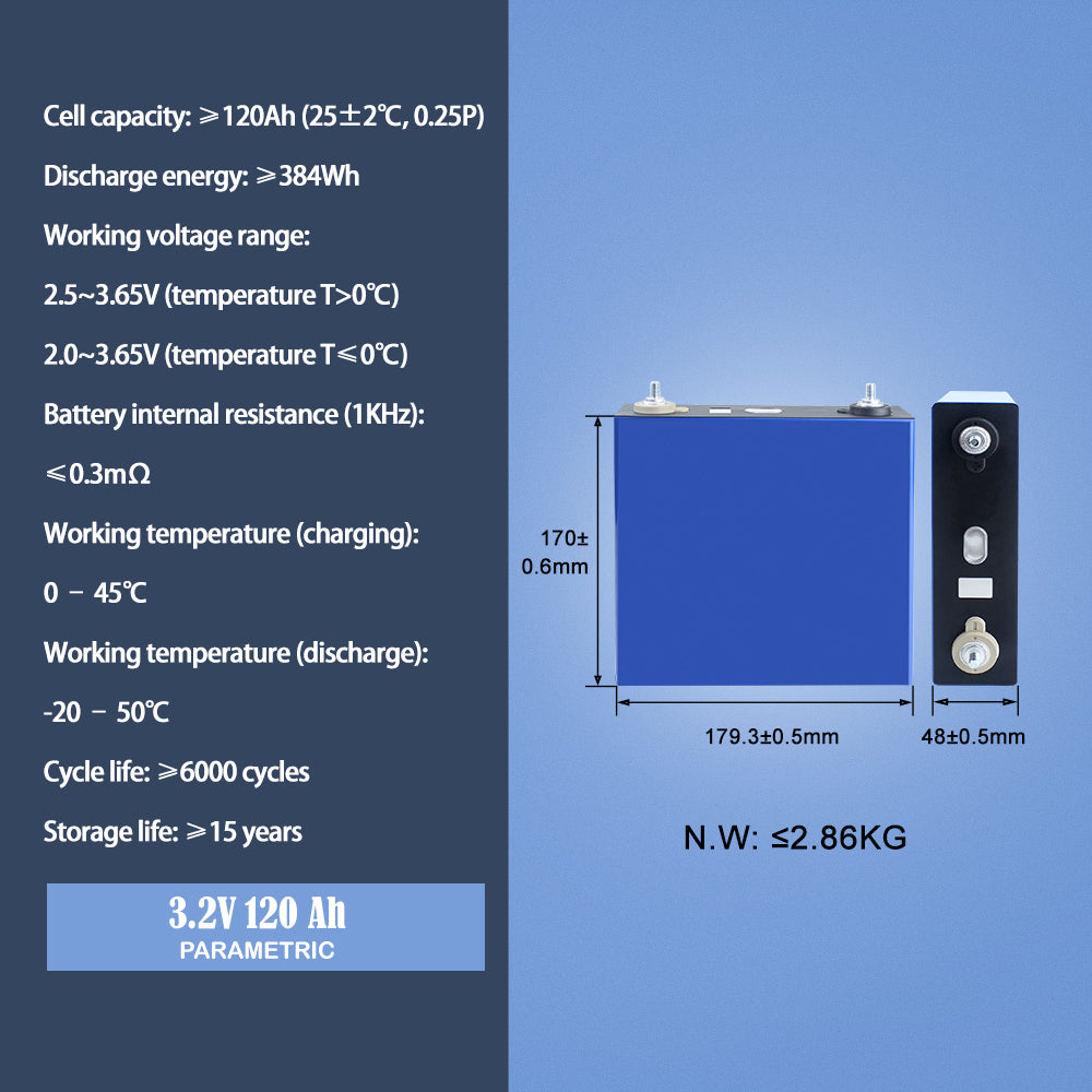 HIGEE 3.2V 120Ah 4PCS Rechargeable Lifepo4 Battery Cell For DIY 12V 24V 48V 120Ah Battery Pack Solar Energy Storage System