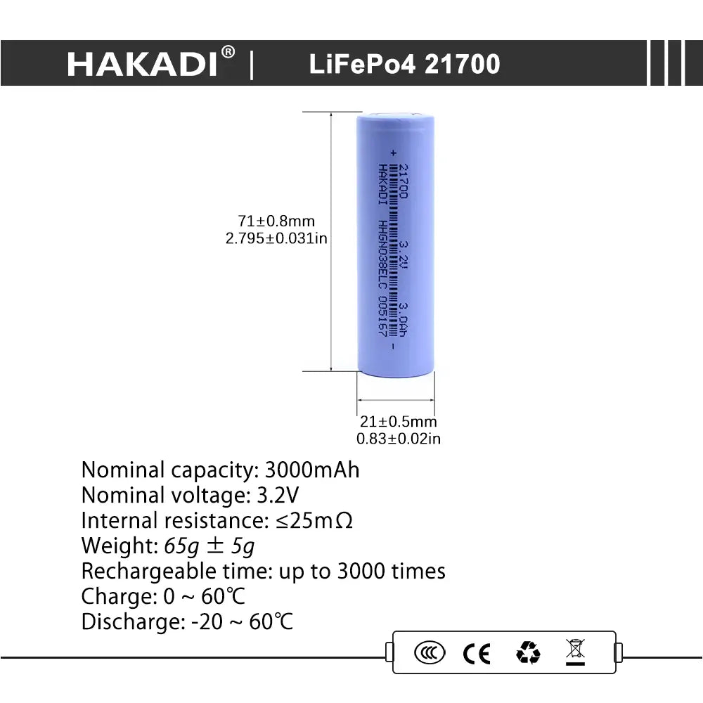 Selian Energy 21700 3.2v 3000mah lifepo4 Battery