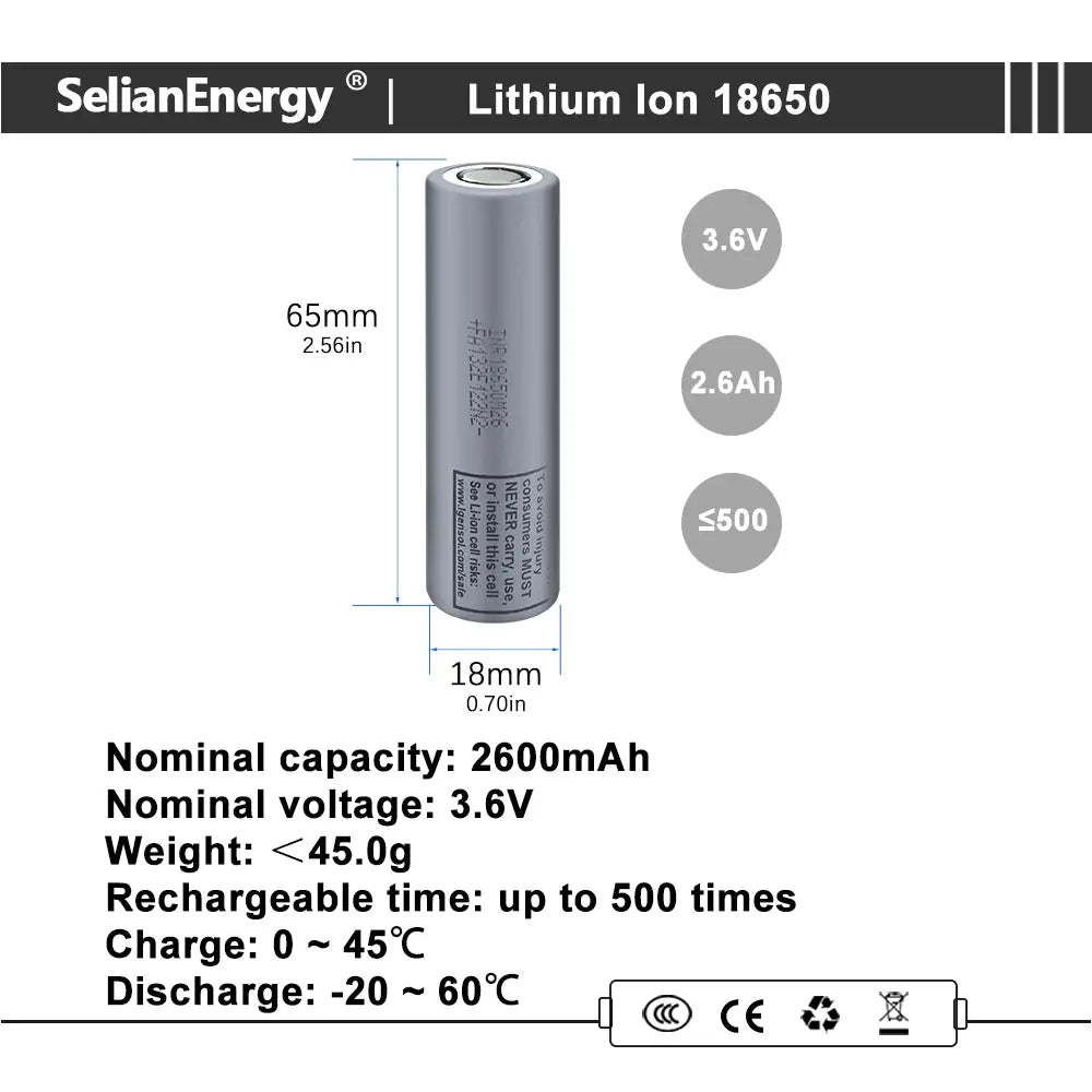 LG INR18650 M26 3.6V 2600mah lithium ion battery