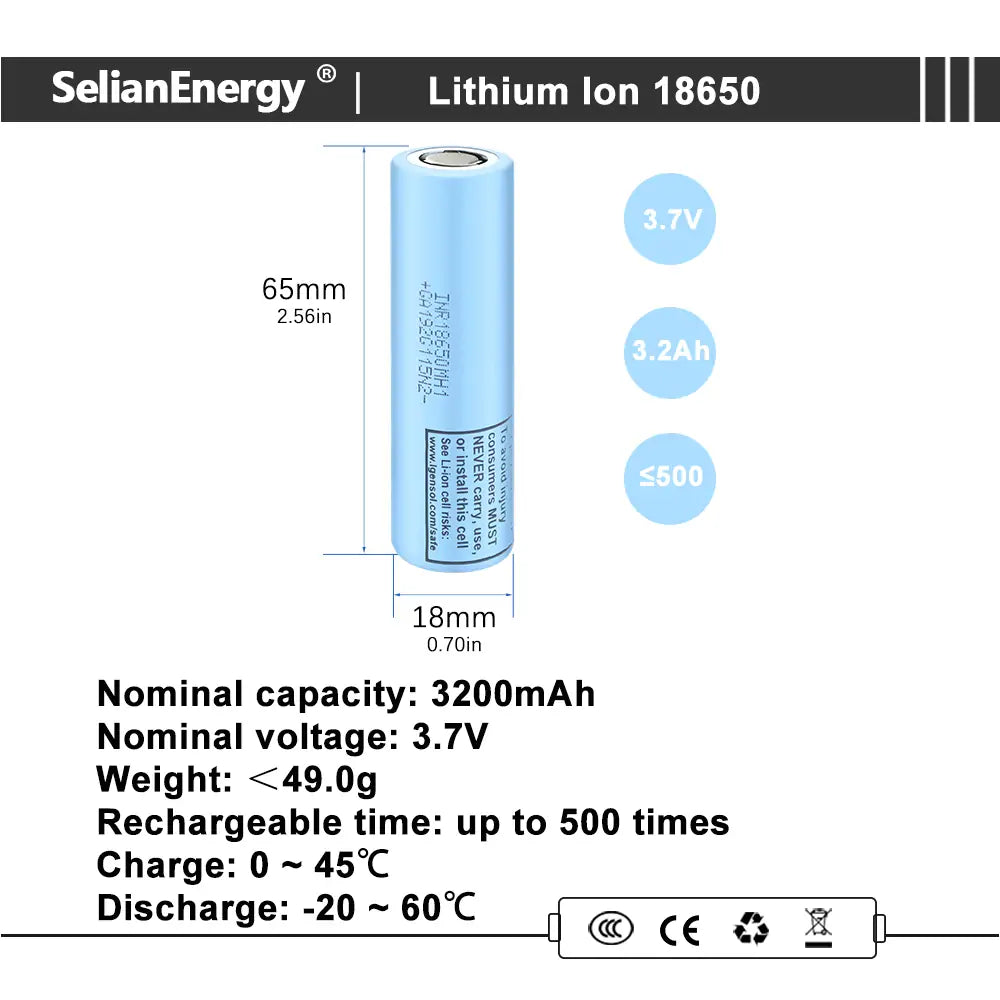 LG INR18650 MH1 3.7V 3200mAh lithium ion battery