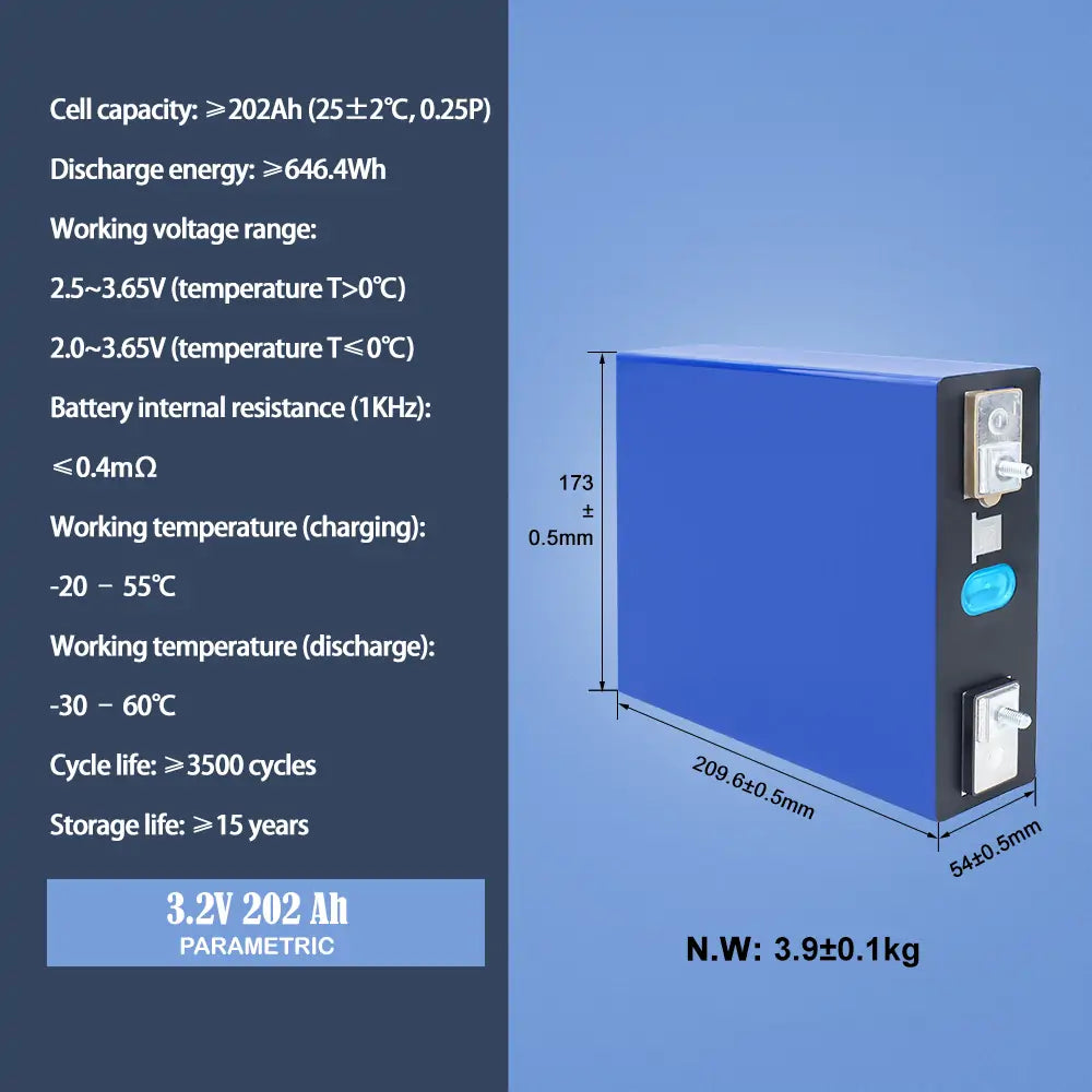 Lifepo4 Lishen 202Ah Battery Cells 3.2V Round stud Grade A Rechargeable For DIY 12V 24V 36V 48V Solar Energy Storage System EV RV Boat