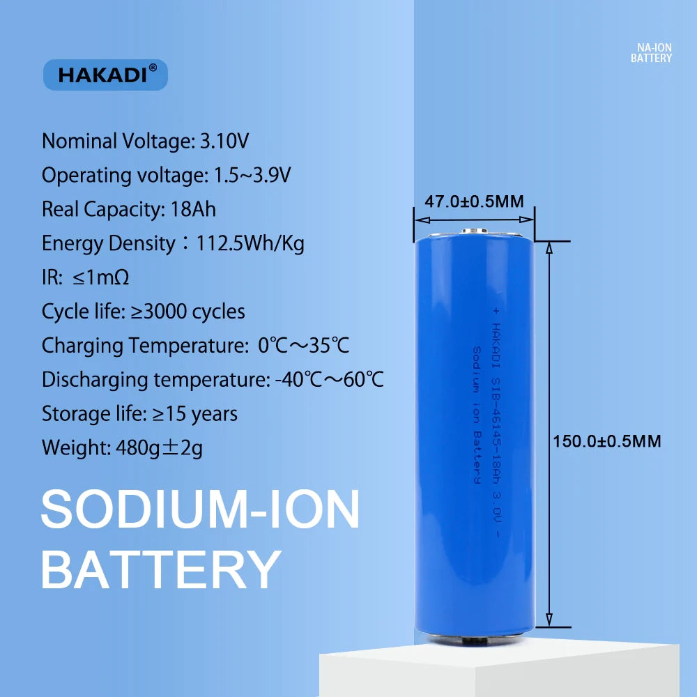 Sodium ion 3V Battery 20Ah 47150 Brand New Rechargeable Na-ion Batteries For Solar Energy Stoarge Boat Medical Equiment