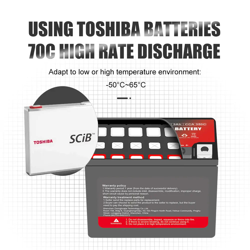 Selian Energy 12V 3Ah 350CCA 20000+Times High Rechargeable LTO Battery Motorcycle Starting Power Batteries Pack