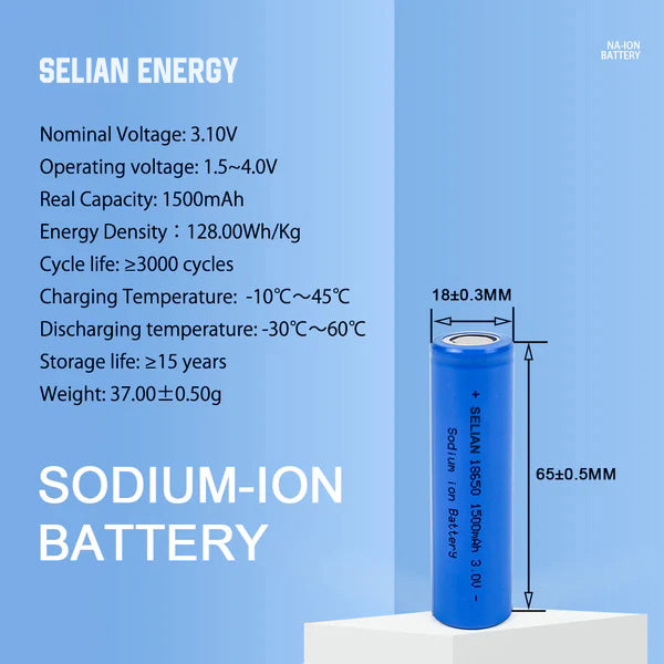Selian Energy 18650 3V 1500mah 3C sodium ion battery