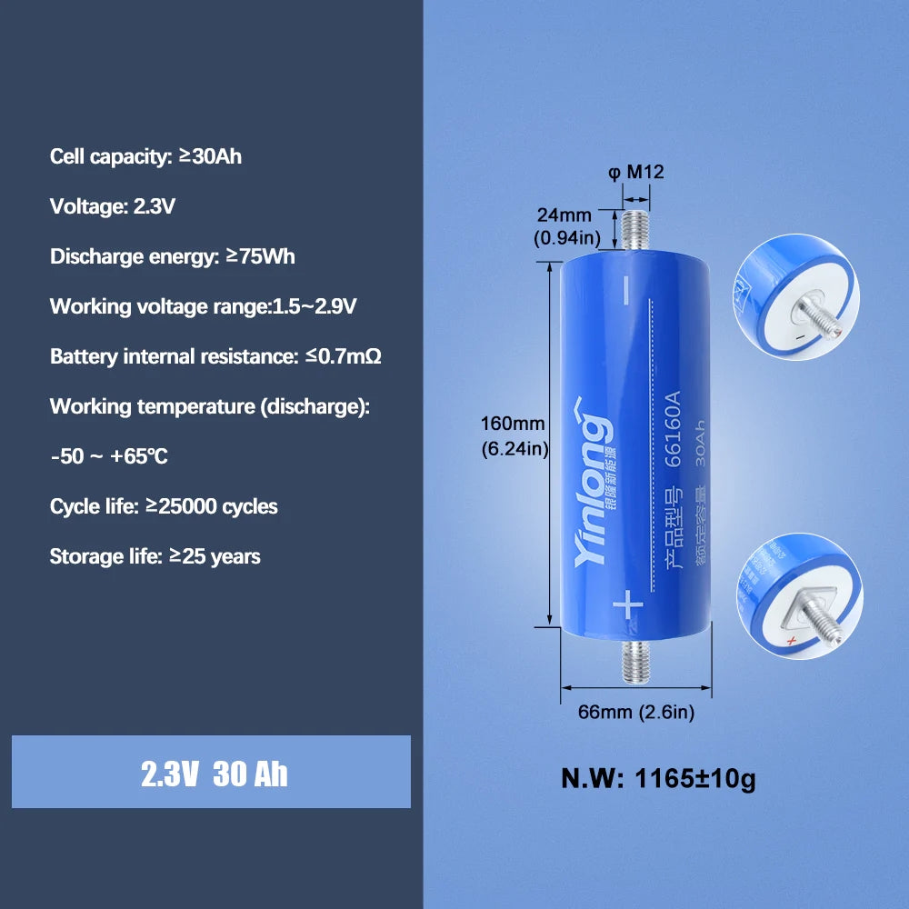 Yinlong LTO66160 2.3V 30Ah battery