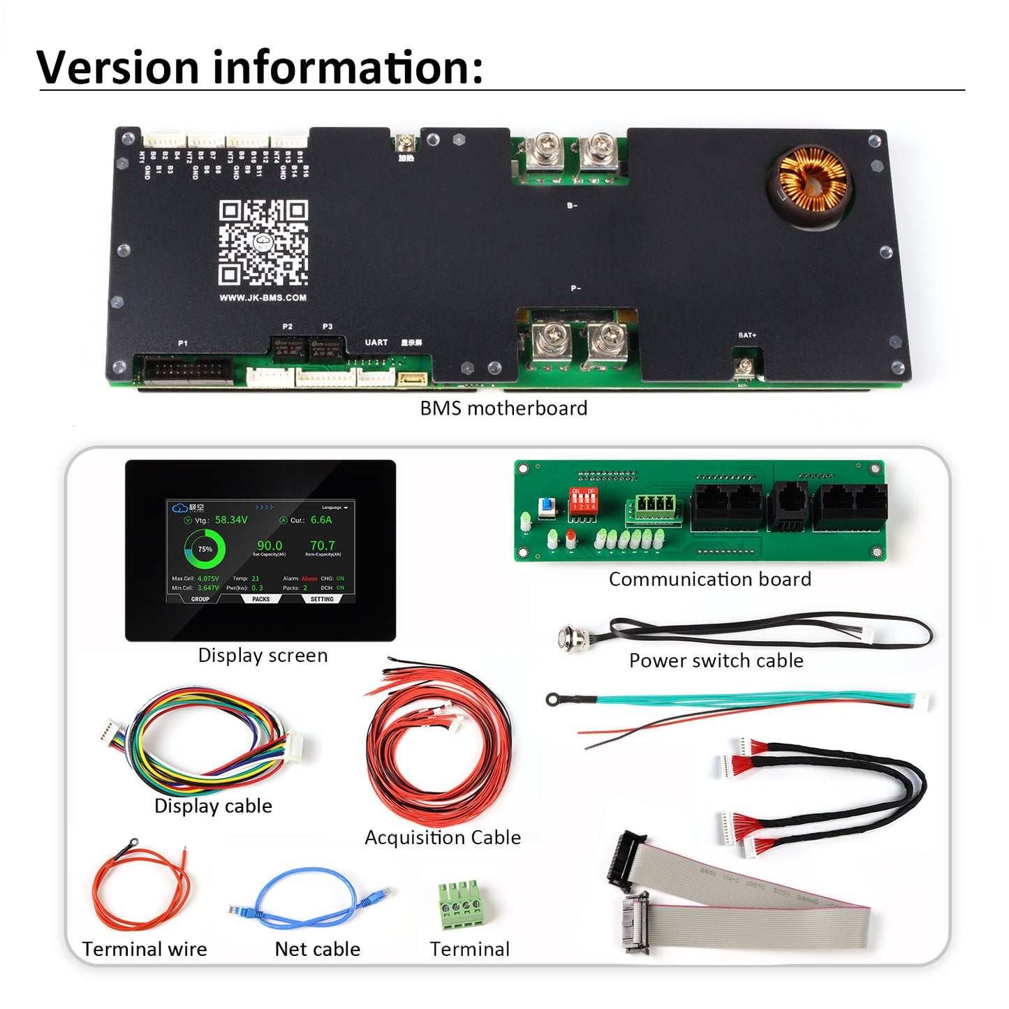 JK Bms V19 PB2A16S20P 16S 200A With 4.3inch Display