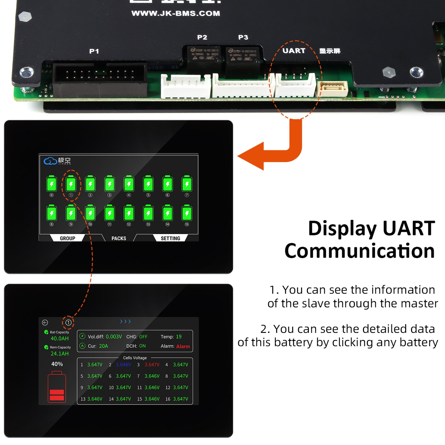 JK Bms V19 PB2A16S20P 16S 200A With 4.3inch Display