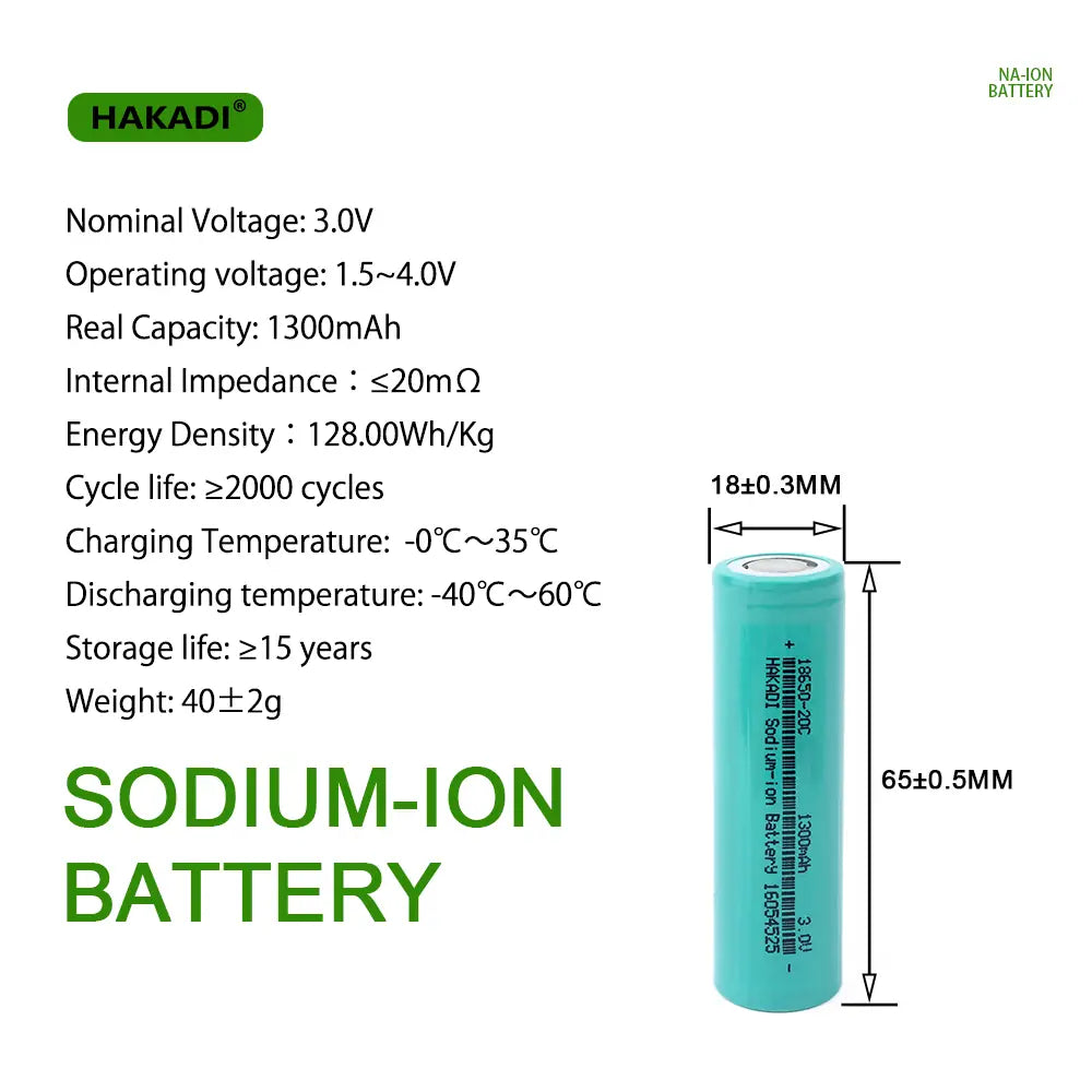 Selian Energy 18650 3V 1300mah 20C sodium ion battery