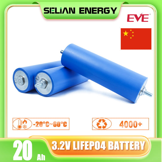 Brand New EVE C40 LiFePO4 3.2V 20A Rechargeable Cylindrical LFP  Battery Cells For DIY 12V 24V 48V Pack Solar Energy Storage