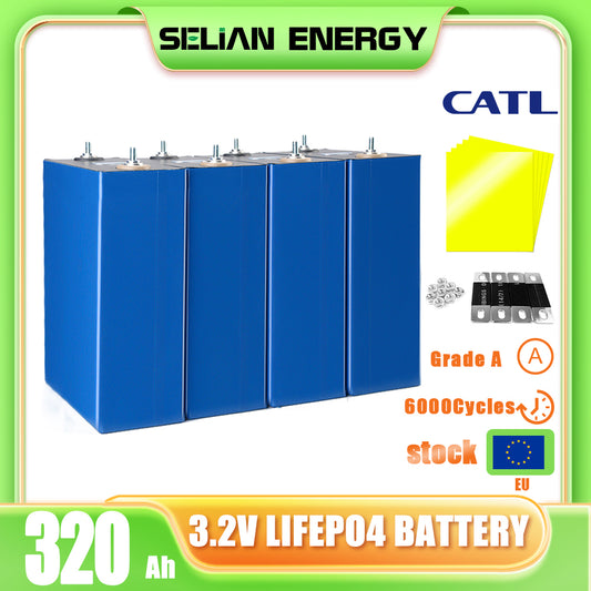 EU Stock! CATL LiFePO4 CATL 3.2V 320Ah Battery 6000+Cycle life Original Grade A Rechargeable Cell