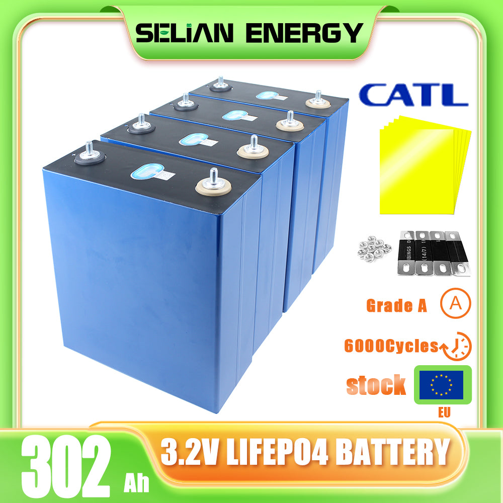 EU STOCK ! Grade A LiFePO4 CATL 3.2V 302Ah Battery Rechargeable Brand New Batteries For DIY 12V 24V 48V pack