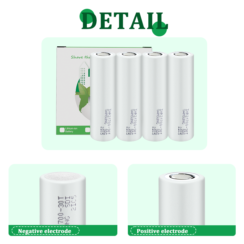 21700-30T 3.6V 3000mah Cylindrical Rechargeable Li Ion Battery 1C-3C Discharge Cell For Flashlight Solar System OEM/ODM Accept