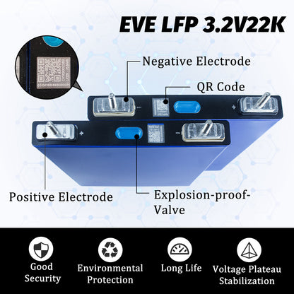 EVE LF22K Grade A Cells LiFePO4 22Ah Brand New Rechargeable Battery Cycle 6000+ Life Cells