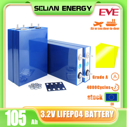 EU STOCK EVE 3.2V 105Ah Battery Grade A LiFePO4 Prismatic Cells Fast Delivery 5-7 days