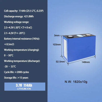 CATL 3.7V 114Ah NMC lithium-ion Battery Cell 2000+cycle life Rechargeable For DIY 12V 24V 48V pack Solar Energy System