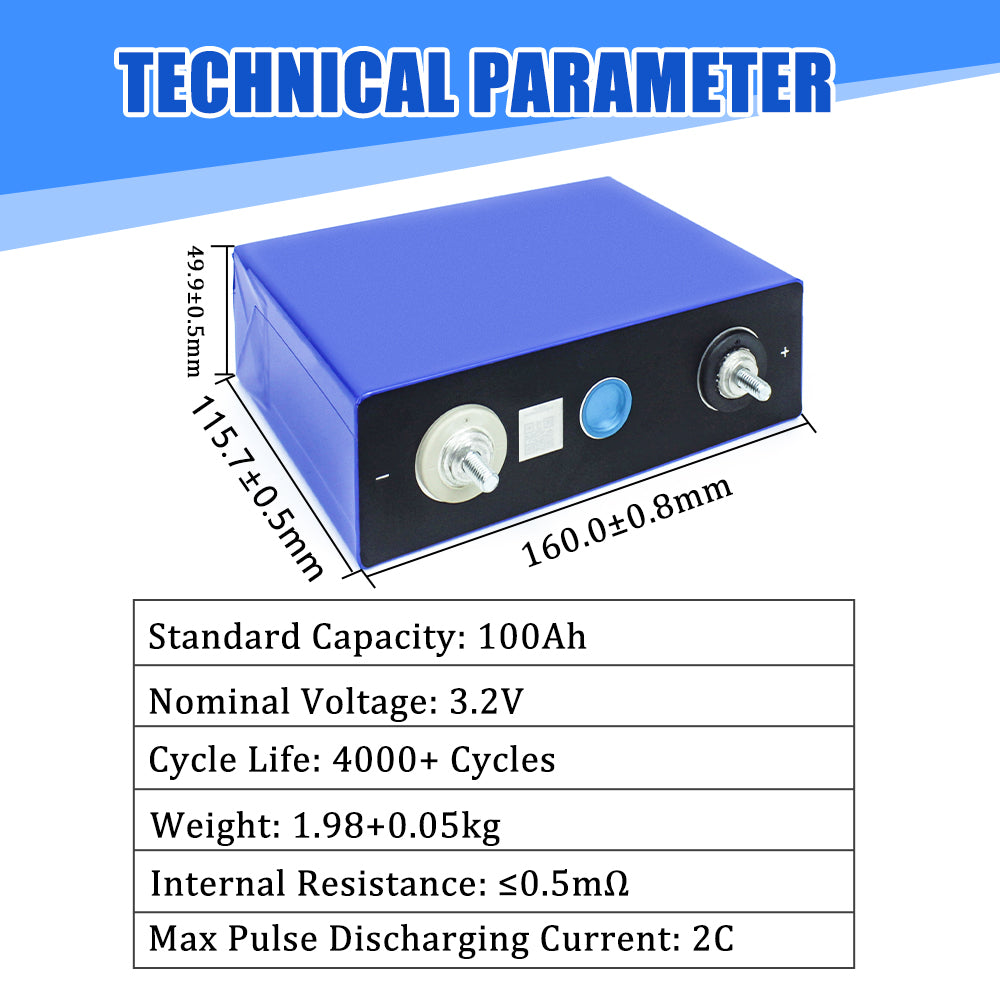 New Brand EVE 3.2V 100Ah Grade A LiFePO4 Rechargeable Battery Prismatic Cell 6000+ Cycle For Boat, RV, EV, Solar System storage