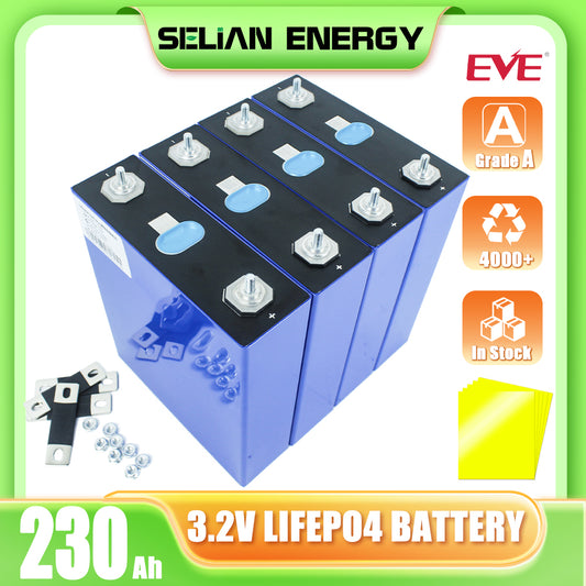 EVE 230Ah LiFePO4 3.2V Grade A Cell Rechargeable LFP Batteryfor Energy storage,Solar,RV,EV