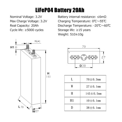 Topband 3.2V 20Ah Lifepo4 Prismatic Battery Brand New Grade A Cells For Solar System DIY 12V 24V 36V 48V Battery Pack Scooter Boat Power