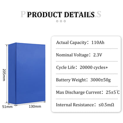 25000 Cycles Grade A Yinlong Lithium Titanate Battery 2.3V 110Ah 155ah Prismatic High Rate Batteries Lto Battery