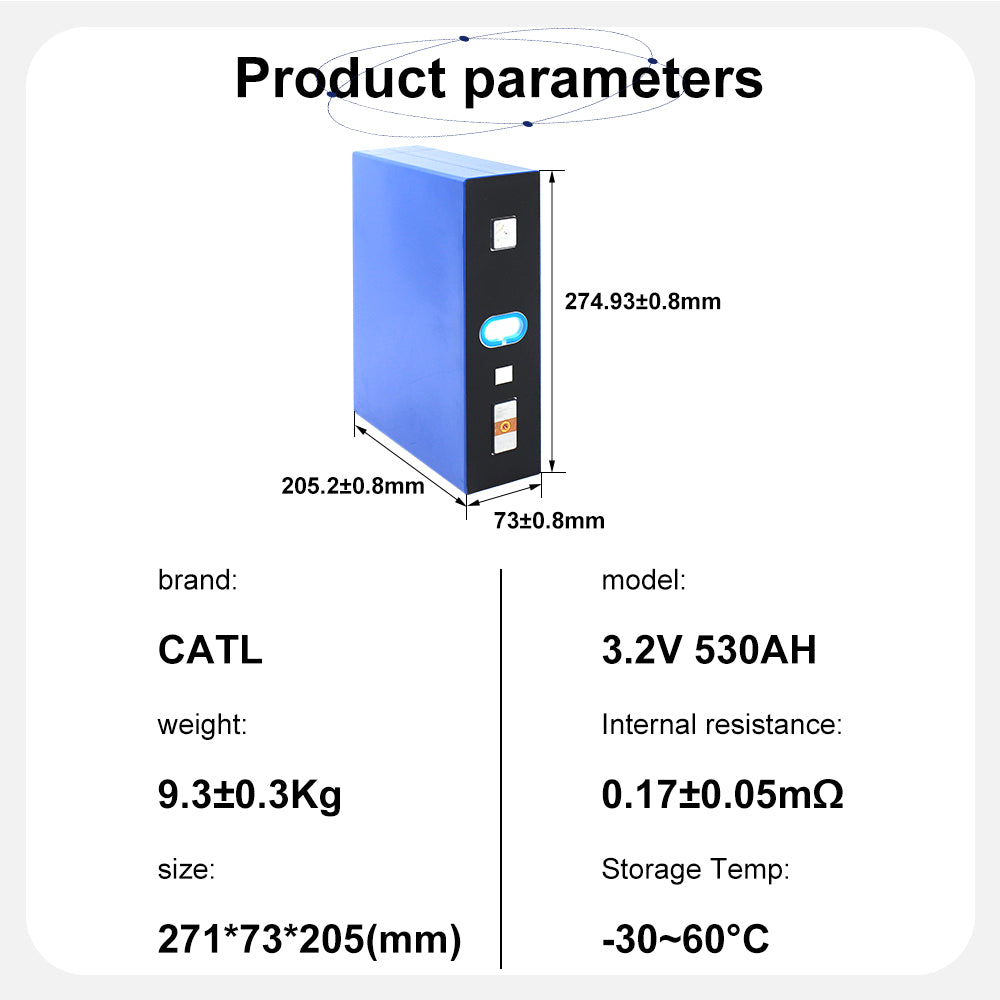 2025 New Arrival Grade A 3.2V 530ah Lifepo4 Battery Rechargeable Prismatic Solar Battery Cell