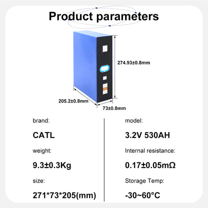 2025 New Arrival Grade A 3.2V 530ah Lifepo4 Battery Rechargeable Prismatic Solar Battery Cell