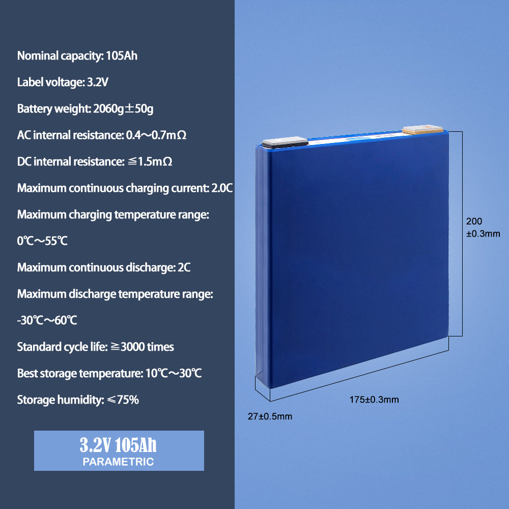 GOTION 3.2V 100Ah-105Ah Grade A LiFePO4 Battery 3000+Cycle life Rechargeable Cells For Solar Energy Storage RV EV Boat