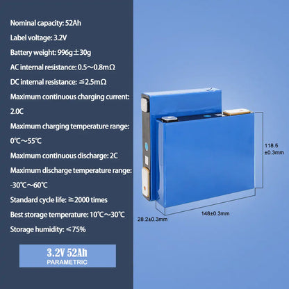 GOTION 3.2V 50Ah-52Ah Lifepo4 Battery Brand New Grade A Cells For Solar Energy Storage RV EV Boat DIY 12V 24V 48V Battery