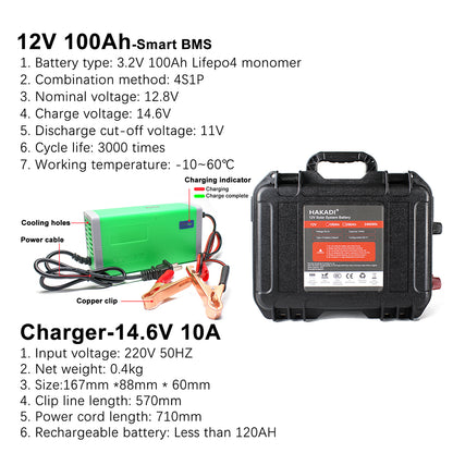 Factory prices 12V 100A Power Energy LiFePO4 Rechargeable Battery Pack Built in BT BMS for solar system Home Energy Storage
