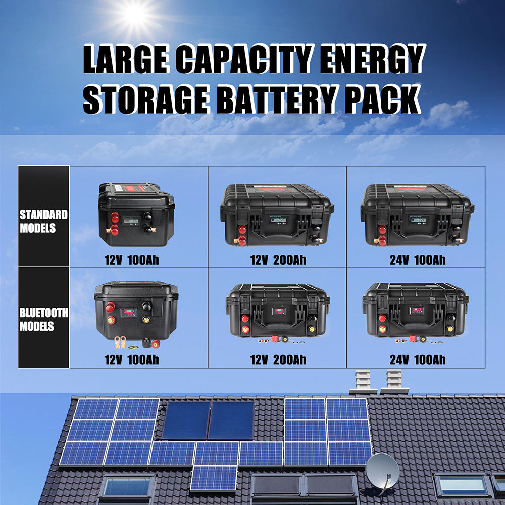 Factory prices 12V 200A Power Energy LiFePO4 Rechargeable Battery Pack Built in BT BMS for solar system Home Energy Storage