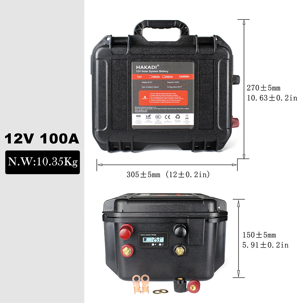12V 100Ah Lifepo4 Rechargeable Battery Pack Build in BMS With 14.6V 10A Charger For Boat RV Fish Finder