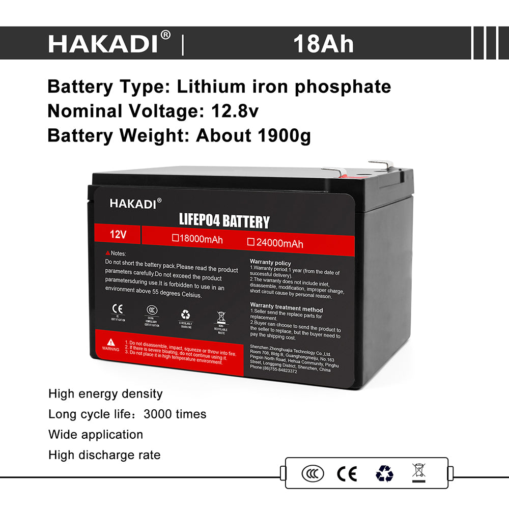 Selian 12V 18Ah LiFePO4 Lithium Rechargeable Battery Pack Built in BMS for Power Electrical Solar System Home Energy Storage