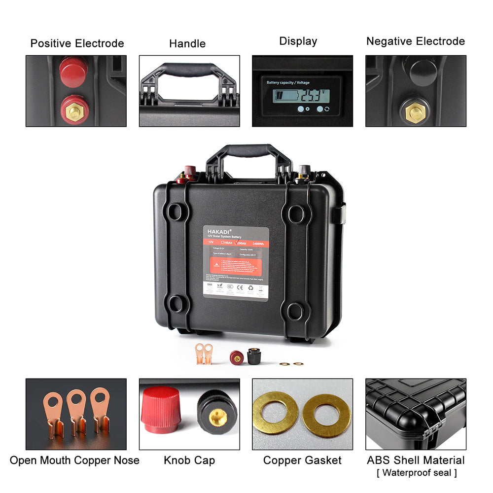 12V 200Ah Lifepo4 Rechargeable Battery Pack Build in BMS With 14.6V 20A Charger For Boat RV Fish Finder