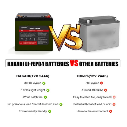 Selian 12V 24Ah LiFePO4 Lithium Rechargeable Battery Pack Built in BMS for Power Electrical Solar System Home Energy Storage