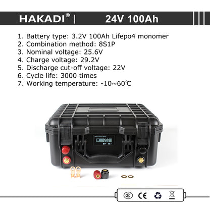 25.6V 100Ah Lifepo4 Rechargeable Battery Pack Build in BMS With 29.2V 10A Charger For Boat RV Fish Finder