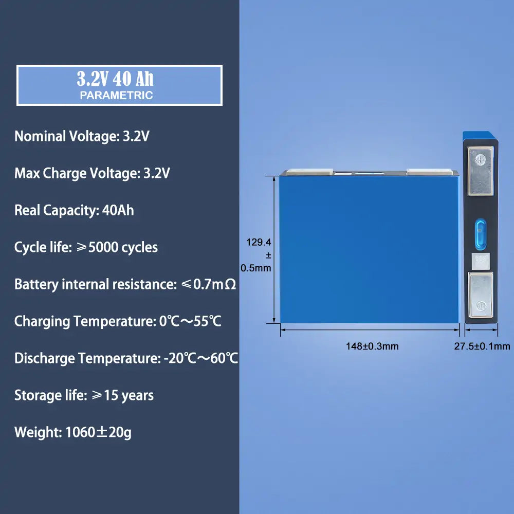 EU STOCK ! Lishen 3.2V 40Ah Lifepo4 Battery 5000+Cycle life Rechargeable for RV EV Scooter Solar System DIY Battery Pack