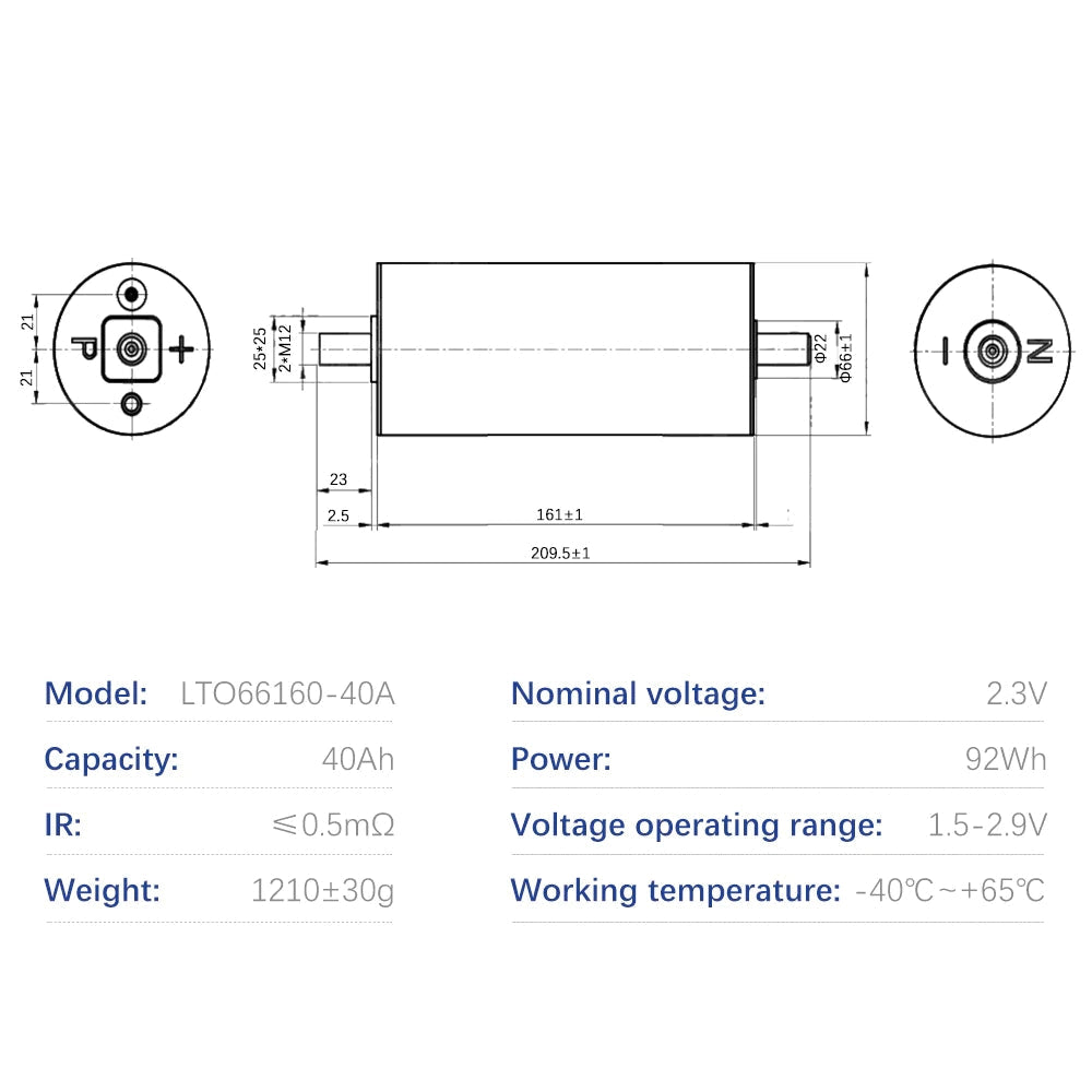 LTO Yinlong 2.3V 40Ah Battery Cycle life 25000+ Cells For -50 ° low temperature discharge Car audio DIY Battery Pack 12V 24V 48V